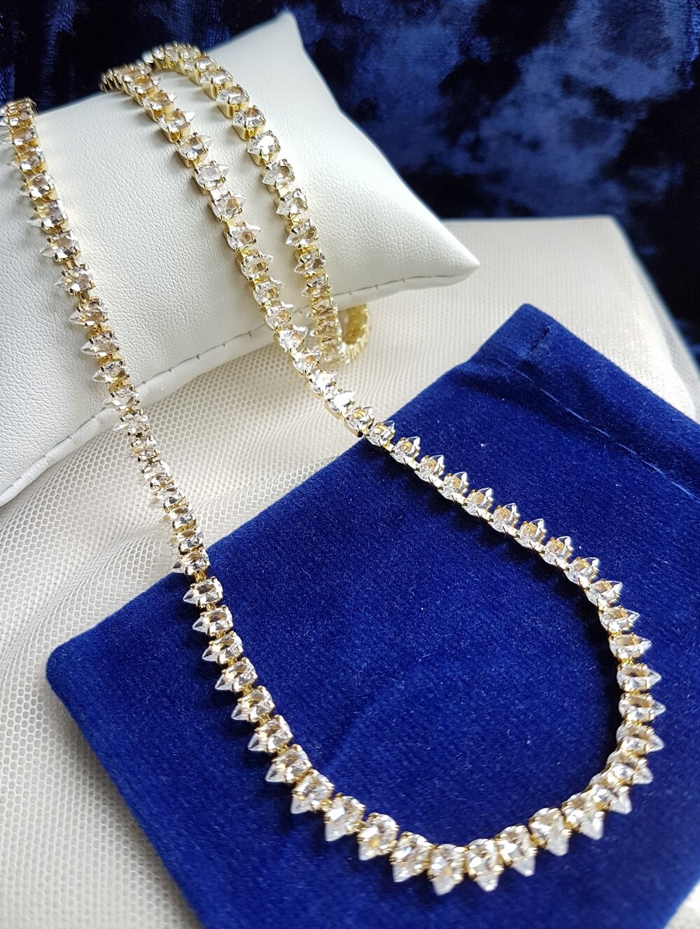 Swarovski Elements Yellow Gold Plated Teardrop Tennis Necklace NEW - Picture 15 of 16